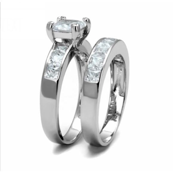 STERLING SILVER DIAMOND WEDDING SET - Picture 8 of 9